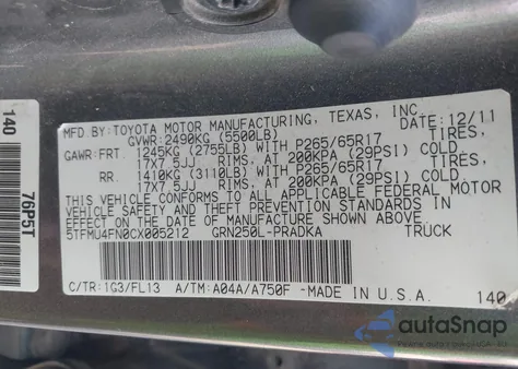 2012 Toyota Tacoma Base V6 from USA, damaged, VIN 5TFMU4FN0CX005212
